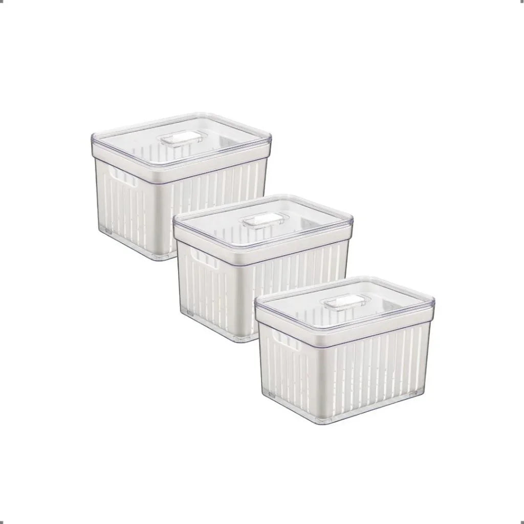 Kit de Potes Organizadores de Geladeira com Tampa