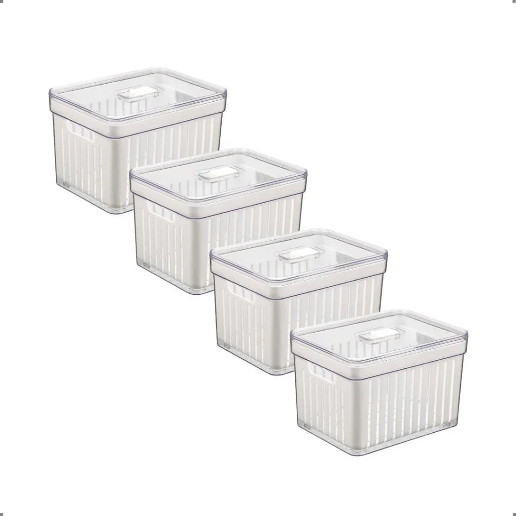 Kit de Potes Organizadores de Geladeira com Tampa