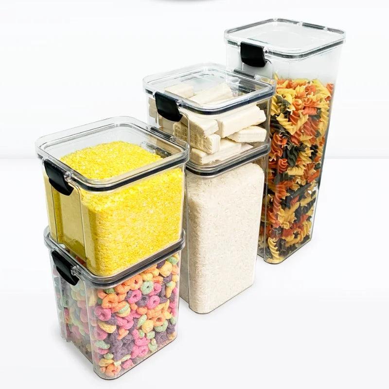 Kit 5 Potes organizadores com vedação e trava para alimento