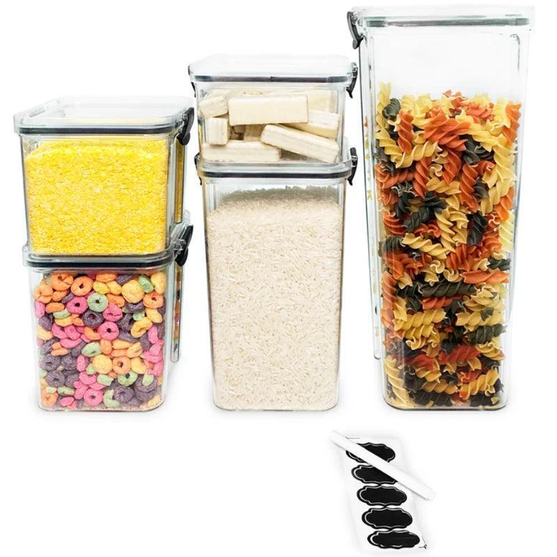 Kit 5 Potes organizadores com vedação e trava para alimento