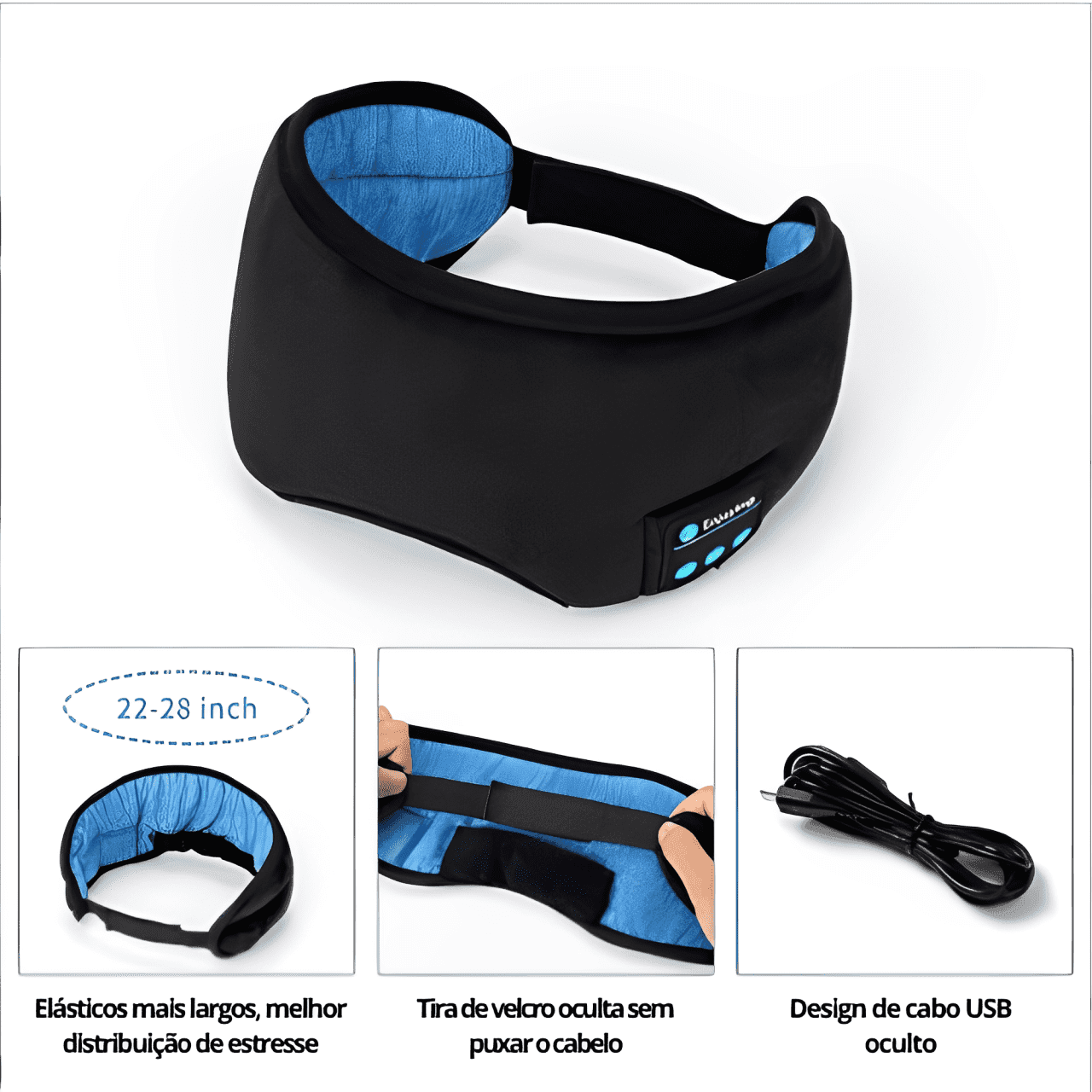 Máscara para dormir com fone Bluetooth embutido - Tenha noites mais tranquilas