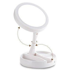 Espelho portátil de mesa com luz led para maquiagem