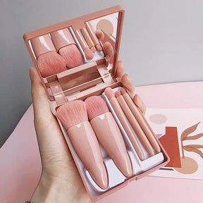Mini Espelho com Kit de Mini Pincéis de Maquiagem Portátil