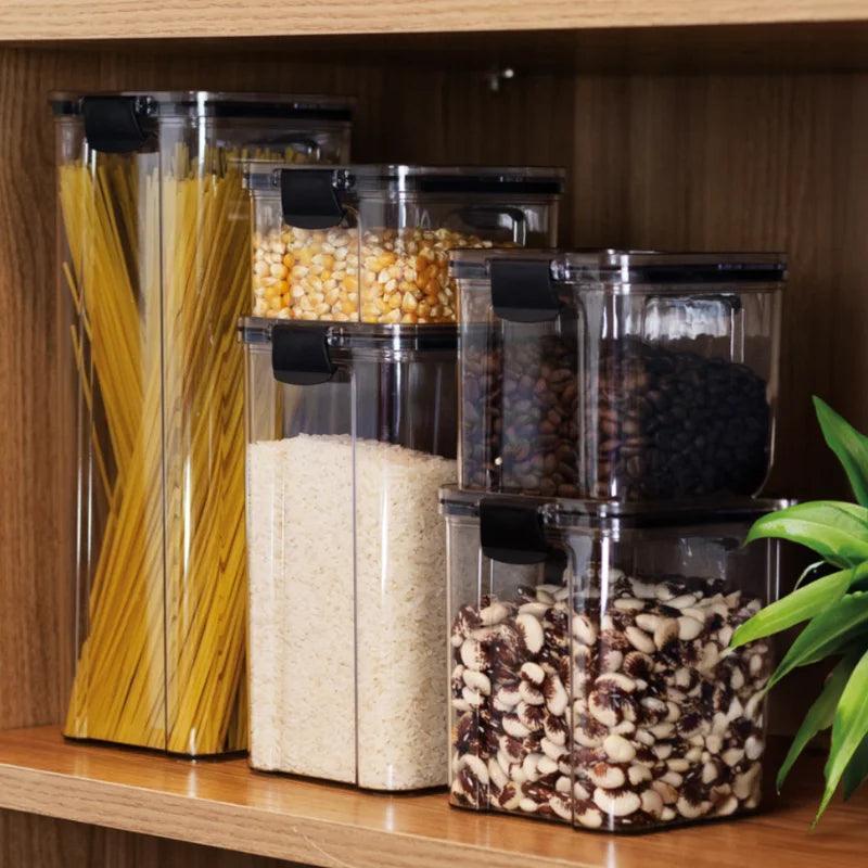 Kit 5 Potes organizadores com vedação e trava para alimento