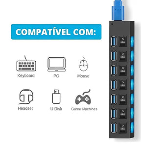 Régua USB com 07 portas