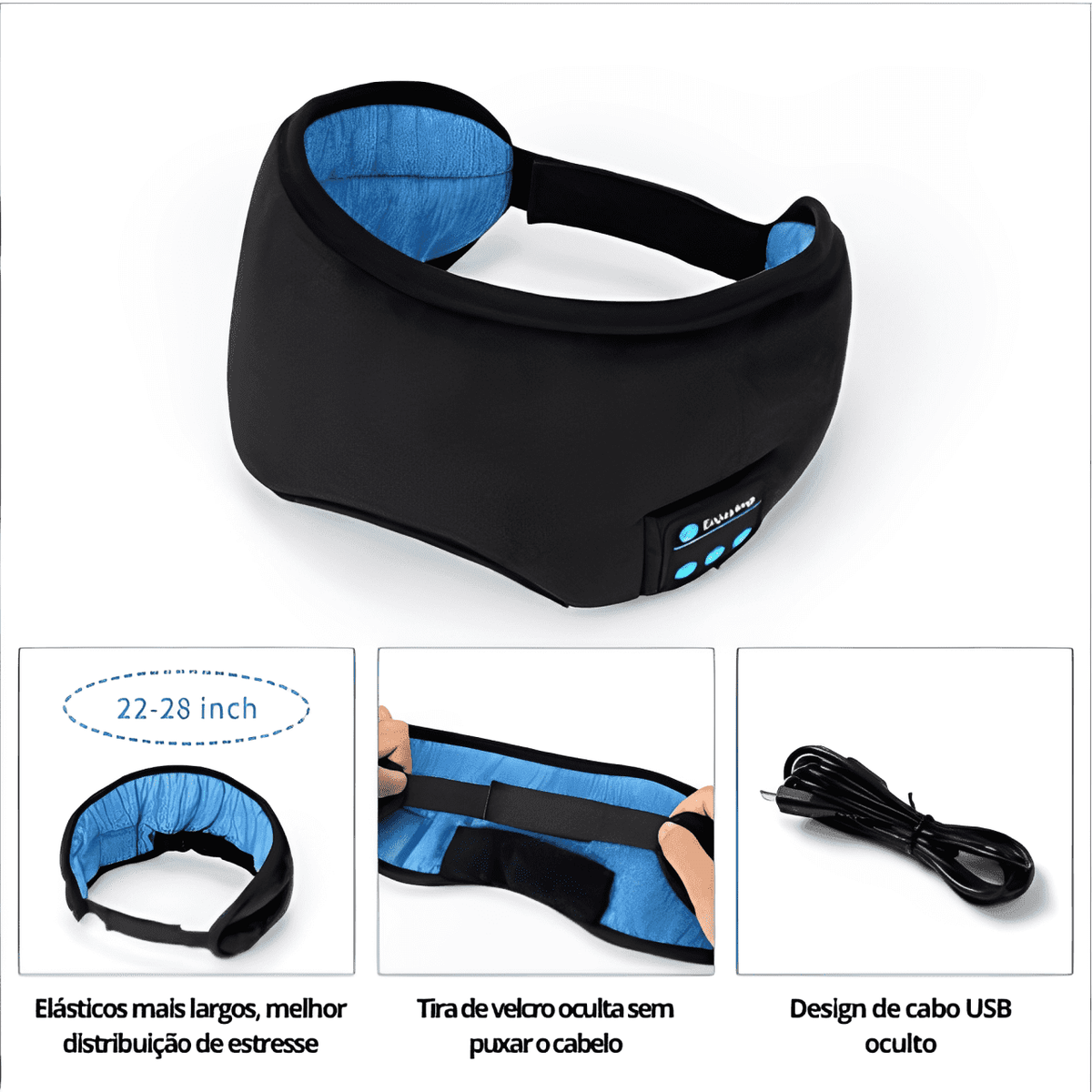 Máscara para dormir com fone Bluetooth embutido - Tenha noites mais tranquilas