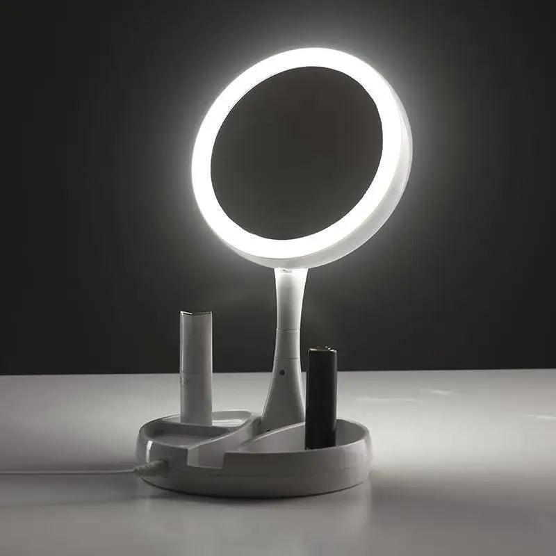 Espelho portátil de mesa com luz led para maquiagem