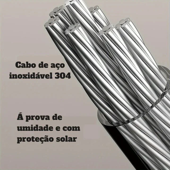 Varal Retrátil de Corda aço Inoxidável invisível